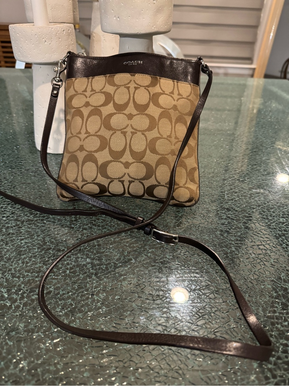 Coach Signature Canvas Crossbody Bag in Tan/Brown
